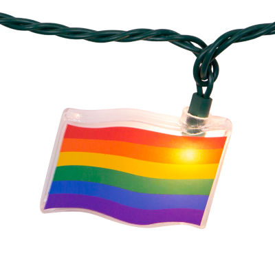 Kurt Adler Ul 10-Light Gay Pride Flag Indoor Outdoor String Lights