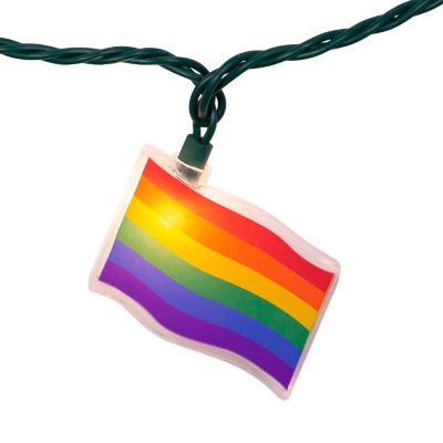 Kurt Adler Ul 10-Light Gay Pride Flag Indoor Outdoor String Lights