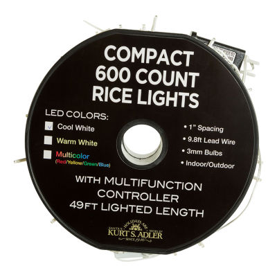 Kurt Adler 600l 49.2-Foot White Led Rice String Lights