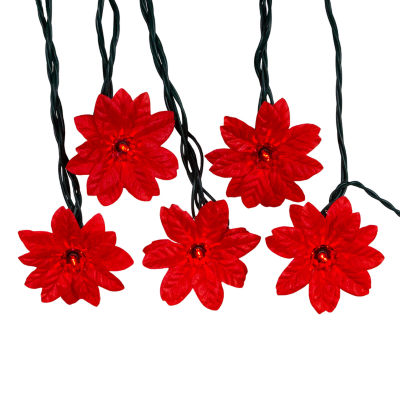 Kurt Adler 20-Light Red Poinsettia String Lights