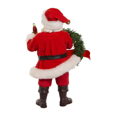 Kurt Adler 10.5-Inch Fabriché Coca-Cola® Battery Operated Santa With Lighted Wreath