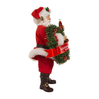 Kurt Adler 10.5-Inch Fabriché Coca-Cola® Battery Operated Santa With Lighted Wreath