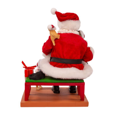 Kurt Adler 9in Fabriché With Laptop And Pets Santa Figurine