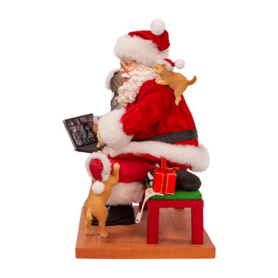 Kurt Adler 9in Fabriché With Laptop And Pets Santa Figurine