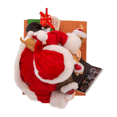 Kurt Adler 9in Fabriché With Laptop And Pets Santa Figurine