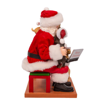 Kurt Adler 9in Fabriché With Laptop And Pets Santa Figurine