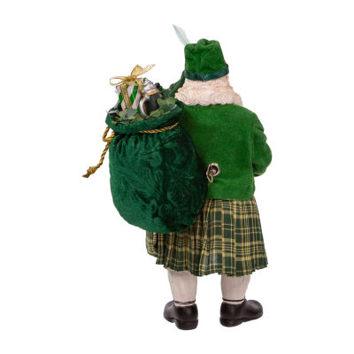 Kurt Adler 10.5in Musical Irish Bagpiper Santa Figurine