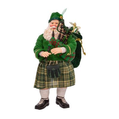 Kurt Adler 10.5in Musical Irish Bagpiper Santa Figurine