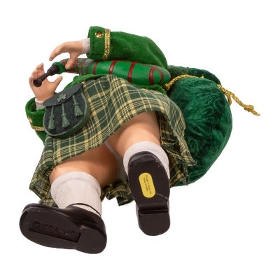 Kurt Adler 10.5in Musical Irish Bagpiper Santa Figurine