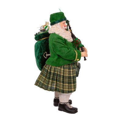 Kurt Adler 10.5in Musical Irish Bagpiper Santa Figurine