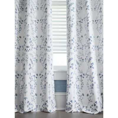 Fieldcrest Heritage Davina Vine Floral Grommet Top Energy Saving 100% Blackout Single Curtain Panel