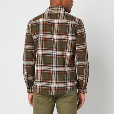 mutual weave Mens Regular Fit Long Sleeve Plaid Flannel Shirt