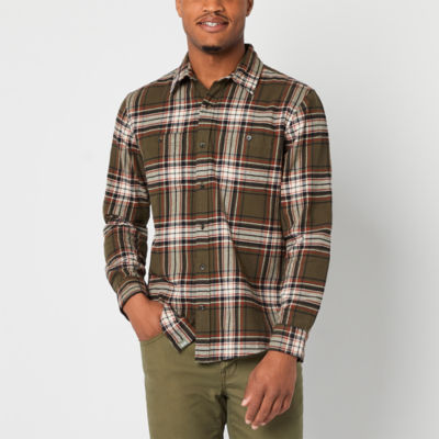 mutual weave Mens Regular Fit Long Sleeve Plaid Flannel Shirt