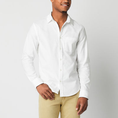 mutual weave Stretch Oxford Mens Long Sleeve Regular Fit Stretch Fabric Button-Down Shirt