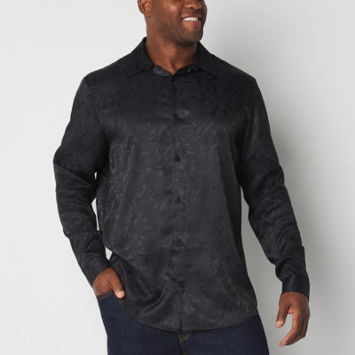Shaquille O'Neal XLG Easycare Big and Tall Mens Regular Fit Long Sleeve Button-Down Shirt