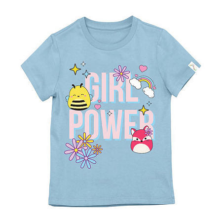 Little & Big Girls Round Neck Short Sleeve Squishmallows Graphic T-Shirt, Xx-small (4-5), Blue