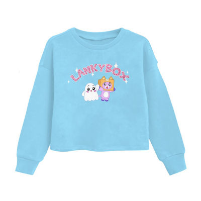 Little & Big Girls Fleece Crew Neck Long Sleeve Lankybox Pullover Sweater