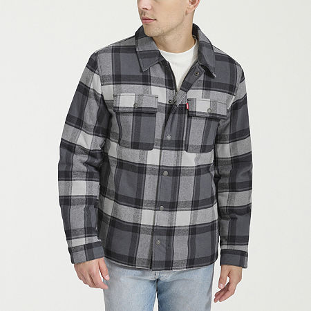 Levi's Mens Quilted Lined Flannel Shirt Jacket, Small, Gray