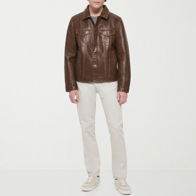 Levi's Mens Faux Leather Midweight Trucker Jacket