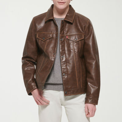 Levi's Mens Faux Leather Midweight Trucker Jacket