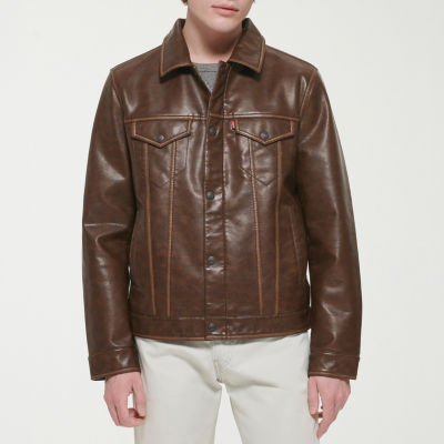 Levi's Mens Faux Leather Midweight Trucker Jacket