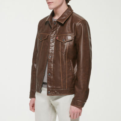 Levi's Mens Faux Leather Midweight Trucker Jacket