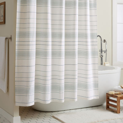 Town And Country Solana Stripe Aqua Shower Curtain