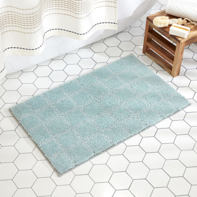 Town And Country Windowpane Aqua Bath Rug