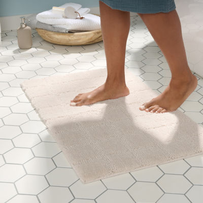 Town And Country Windowpane Beige Bath Mat