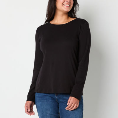 Liz Claiborne Womens Crew Neck Long Sleeve T-Shirt