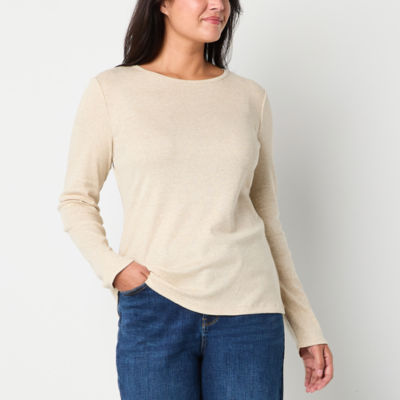 Liz Claiborne Womens Crew Neck Long Sleeve T-Shirt