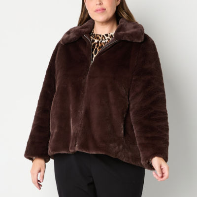 Liz Claiborne Faux Fur Belted Midweight Plus Coat MainPlace Mall