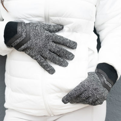 Isotoner Spandex Glove W/Rib Knit Insert Touch Screen Enabled Gloves