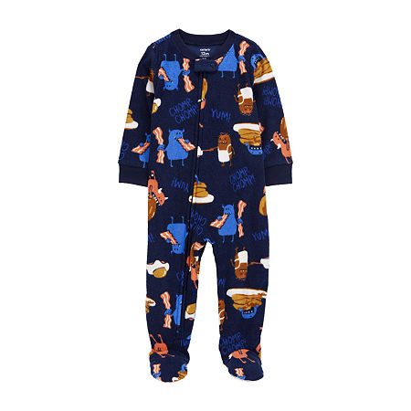 Carter's Toddler Boys Crew Neck Microfleece Long Sleeve Footed Pajamas, 2t, Blue