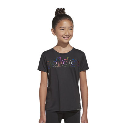 adidas Big Girls Embellished Scoop Neck Short Sleeve Graphic T-Shirt