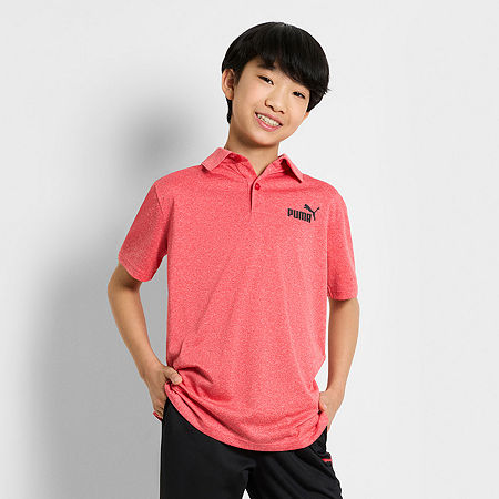 PUMA Big Boys Short Sleeve Polo Shirt, Medium (10-12), Red