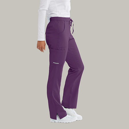 Skechers Sk201 Reliance 3-Pocket Mid-Rise Straight Leg Womens Petite Tag Free Stretch Fabric Moisture Wicking Scrub Pants, Petite X-small, Purple