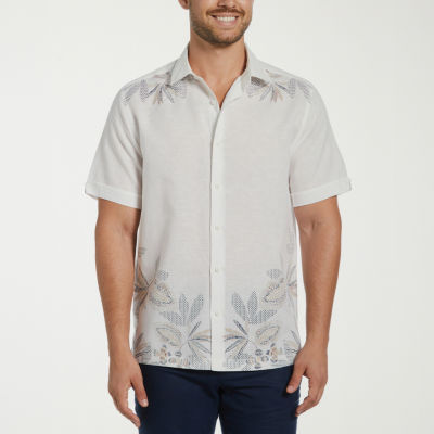 Cubavera Mens Regular Fit Short Sleeve Floral Button-Down Shirt