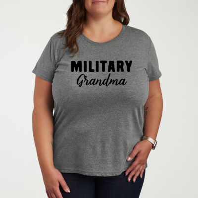 Military Grandma Womens Plus Crew Neck Short Sleeve T-Shirt