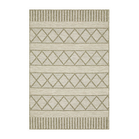 Covington Home Trinidad Geometric Stripes Indoor Outdoor Rectangular Area Rug, One Size, Brown