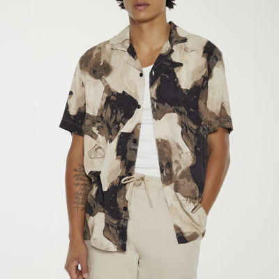 Forever 21 Mens Short Sleeve Abstract Button-Down Shirt