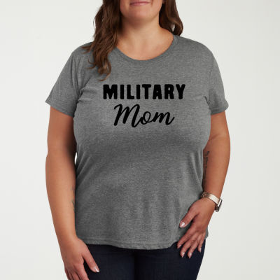 Military Mom Womens Plus Crew Neck Short Sleeve T-Shirt