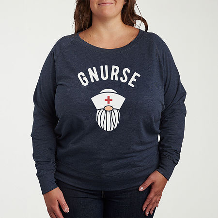 Nurse Womens Crew Neck Long Sleeve Plus T-Shirt, 1x, Blue