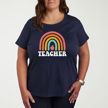 Teacher Womens Plus Crew Neck Short Sleeve T-Shirt, 2x, Blue