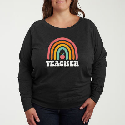 Teacher Womens Plus Crew Neck Long Sleeve T-Shirt