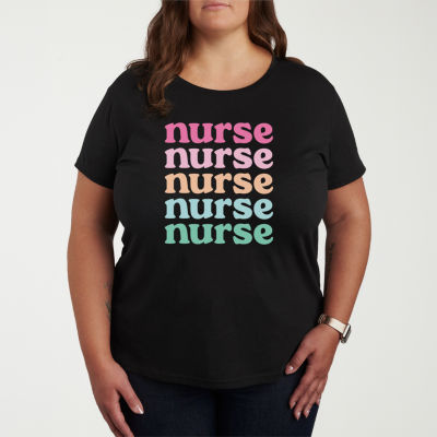 Nurse Womens Plus Crew Neck Long Sleeve T-Shirt