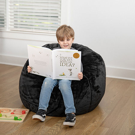 Dillion Bean Bag Furry Chair, One Size, Black