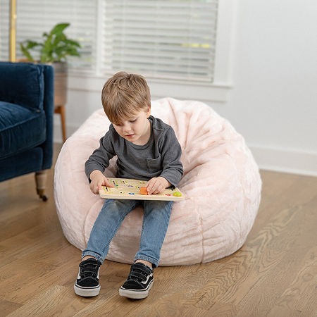 Dillion Bean Bag Furry Chair, One Size, Pink