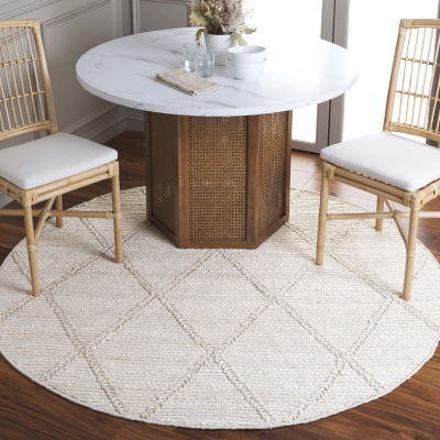 Martha Stewart Iona Solid Woven Washable 6' X 6' Indoor Round Area Rug