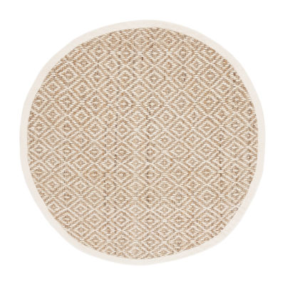 Martha Stewart Nell Bordered Woven Washable 6' X 6' Indoor Round Area Rug